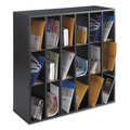 Safco Wood Mail Sorter with Adjustable Dividers, Stackable, 18 Compartments, Black 7765BL